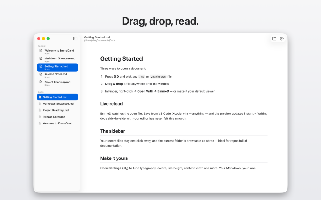EmmeD in a documentation workflow