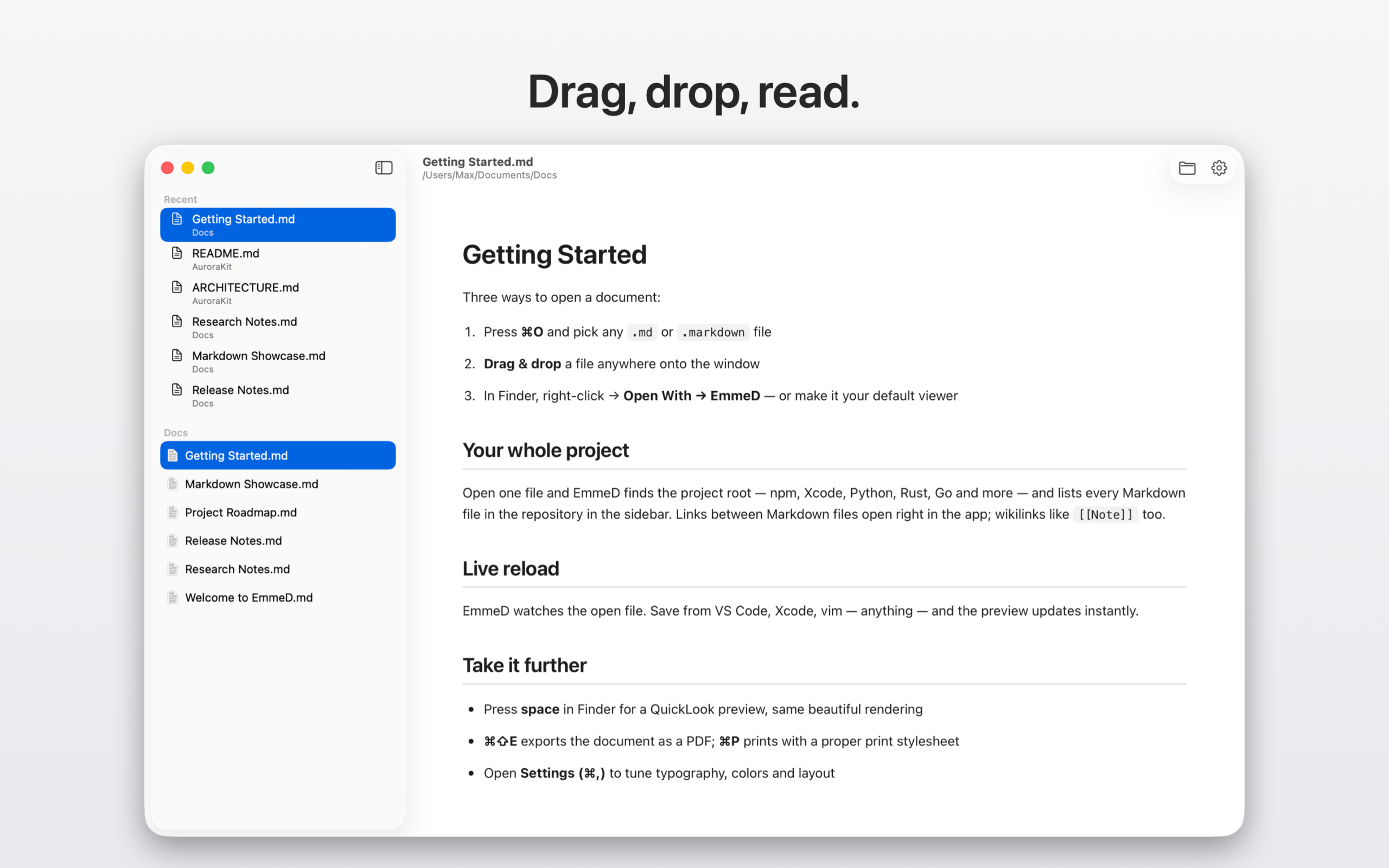 Drag, drop, read — getting started with EmmeD